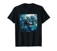 Orisha Yemaya Taking A Selfie with Sharks - African American T-Shirt
