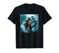 Orisha Yemaya Taking A Selfie with Sharks - African American T-Shirt