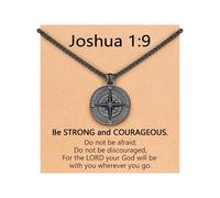 ORISPRE Black Compass Necklace for Men With Bible Verse- Graduation, Baptism, Confirmation, Communion, Birthday, Christmas, Stainless Steel, No Gemstone
