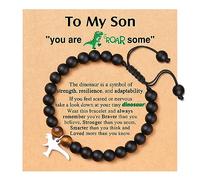ORISPRE To My Son Bracelet Son Grandson Gifts from Mom Dad, 3 4 5 6 Year Old Boy Birthday Gift Ideas, Gifts for 3 4 5 6 Year Old Boys Dinosaur Gifts Bracelet, Stone, no gemstone