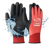 OriStout Thermal Work Gloves for Cold Weather, Waterproof Winter Gloves, Touchscreen, Super Grip, for Gardening, Fishing, Car Washing, Working in Freezer, Red, Medium