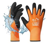 OriStout Waterproof Winter Gloves, Thermal Work Gloves for Cold Weather, Touchscreen, Super Grip, for Gardening, Fishing, Car Washing, Working in Freezer, Orange, Medium