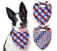 Oritasy 4th of July Patriotic Dog Bandanas, 2-Pack Triangle Reversible Pet Scarves, Premium Fabric, US American Flag Bandana for All Dogs (X-Large, Style 25-2)