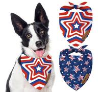 Oritasy US Flag Dog Bandanas, 2-Pack Triangle Reversible Pet Scarves, Premium Fabric, 4th of July Bandana for All Boys Girls Dogs (Large, 26-Style 3)