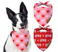 Oritasy Valentines Day Dog Bandanas, 2-Pack Triangle Reversible Love Pet Scarves, Premium Fabric, Red Pink Bandana for All Boys Girls Dogs (Large, Style 1)