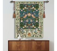 ORITURAL William Morris Birds and Flowers Tapestry,100% Cotton Vintage Tapestry for Bedroom (Blue)