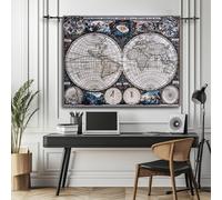 ORITURAL World Map Tapestry Wall Hanging, Nautical Wall Tapestry, Antique Old Nautical Map of the World Wall Art for Home Office