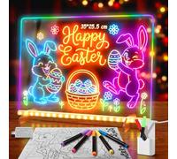 LED Drawing Board, Light Up Acrylic Board with 13 Light Modes 7 Colorful Pen, Large Size 35x25 cm Includes Adapter, Magic Led Note Board with Stand&Hanging Chain Holiday Trend Gift for Kids