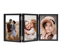 ORIVAN 4x6 Triple Frame Hinged Folding Photo Frame, Black