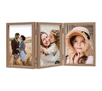 ORIVAN 5x7 Triple Picture Frame 3 Picture Frames with Glass Wood Grain