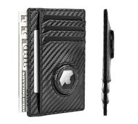 oriver Mens Wallets with AirTag Holder, Slim RFID Blocking Credit Card Holder Wallet for Men, Leather Minimalist Wallet Holds up to 8 Cards and Cashs, Fathers Day Gift for Dad(Carbon Fiber Black)