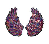 Orivin 2Pcs Embroidery Trumpet Wings Sequin Embroidery Cloth Stickers DIY Clothing Accessories Sequin Patch Stickers Decorative Chapter with Back Glue，Multicolor