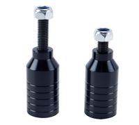 Orivin 2pcs Pro Stunt Scooter Pegs - Rainbow Black Aluminum with 12.9 Step Axle & Mounting Nut for 5050s Grinds(Black)