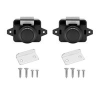 Orivin 2PCS Push Button Latch Catch Zinc Alloy Keyless Door Lock for 15-18mm Cabinets Motorhome Caravan Boat Black