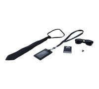 Orivin Black Secret Agent Costume Set Adjustable Tie Work Badge Lanyard Sunglasses Elastic Clips