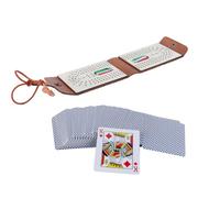 Orivin Cribbage Board Game Set, with Full Deck Of Cards and 6 Pegs Wooden Leather Crafts for Game Night, Travel