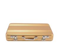 Orivin Metal Password Business Card Box,Cipher Lock Aluminum Alloy Card Box,Non-Scratch Protective Case for 30 Cards（Gold）