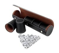 Orivin Professional Yahtzee Black Leather Dice Cup Set (5 PCS) - With 25 Dice & Storage Case - For Party/Board Games and More