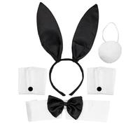 Orivin Rabbit Ears Headband Set Bunny Ear Hair Hoop Easter Halloween Party Costume Accessories with Neck Warmer Cufflinks Pompom
