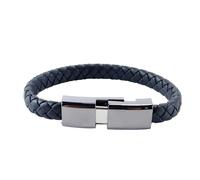 Orivin USB C To USB A Bracelet Charging Cable 20 Cm Portable C Type Stylish Leather Braided Bracelet Short Charging Cable Data Transfer(Black)