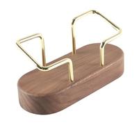 Orivin Walnut Wood Business Card Holder with Stainless Steel Accents Oval Desktop Card Organizer for Office Reception Exhibition Conference Table