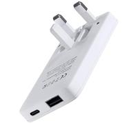 Orivo Ultra-Slim Flat USB-C/A Charger Wall Block, 20W Multi Port UK Power Plug, Type C Fast-Charging for iPhone 16/15/14 Pro Max, Samsung Galaxy Mobile Phones, Dual-Port Outlet Travel Adapter, (White)