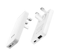 Orivo Ultra-Slim Flat USB-C & USB QC 3.0 Charger UK Charger, 20W Multi Port UK Power Plug, Type C Fast-Charging iPhone 16/15/14 Pro Max, Galaxy Mobile Phones, UK Travel Adapter, (White)