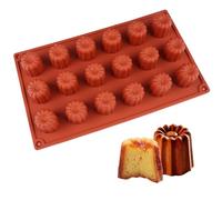 Orixo 18 Cavities Mini Cannelé Silicone Mould, Mini Canele Mould, Cake Mould, Reusable, Non-Stick, with 20 Cavities, Diameter 35 x Height 36 mm, for Baking in the Oven, for Chocolate, Jelly, Pudding