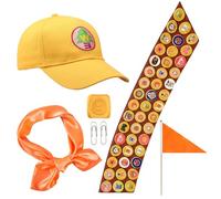 Orizizhic 6Pcs Costume Compatible with Scout, Wilderness Explorer Costume Movie Characters Scout Accessoriesr with 1 Hat 1 Adventure Sash 1 Banner 2 Paper Clip Group Costumes for Cospaly Costumes