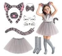 Orizizhic 7 Pcs Tabby Cat Costume Accessories for Girls, Animal Costume Set