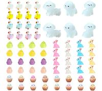 Orizizhic 70Pcs Luminous Resin Animal, Glow in The Dark Mini Figurines Dogs Duck Rabbit Chicken Eggs Tiny Toy Resin Landscape for Decorative Garden Dollhouse Living Room Theme Decor