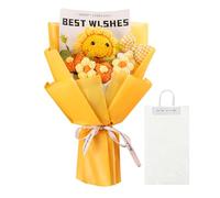 Orizizhic Handmade Crochet Flower Bouquet, Knitted Sunflower Smile Bouquet with Gift Bag Artificial Floral for DIY Home Decoration Mother’s Day Birthday, Valentine's Day Graduation