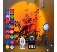 Orizizhic Sunset Lamp Projector, 16 Colors Romantic Visual Sunset Light Mood Lights with APP Remote Control, 360°Rotation Rainbow Lighting Led Lamp for Room Decor Photography Women Gifts