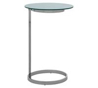 orizone white marble effect glass end table with silver frame