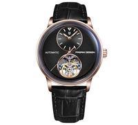 Orizontime Pagani Design Automatic Mechanical Watches for Men 42mm Dial Leather Strap Silver Blue Luxury, gold black, Luxurious