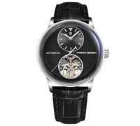 Orizontime Pagani Design Automatic Mechanical Watches for Men 42mm Dial Leather Strap Silver Blue Luxury, silver black, Luxurious