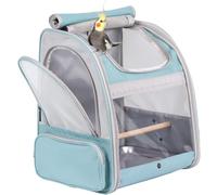ORIZZP Bird Backpack Carrier with Stand Perch, Bird Travel Backpack for Hiking, Airline Approved Green Bird Backpack