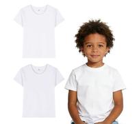 ORJ 2 Pack Polyester Kid Shirt Sublimation Blank T Shirts Polyester Tshirts for Sublimation White Crew Neck, White, 3T
