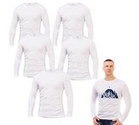 ORJ 5 Pack Long Sleeve Polyester Adult Tshirts for Sublimation White Blank, Medium Long Sleeves, One Size