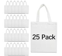 ORJ Canvas Tote Bag Bulk 12.2x14.2Inches Sublimation canvas bag,Reusable Grocery Shopping Cloth Bags for DIY Gifts (31X36cm White Canvas Bag *25PCS)