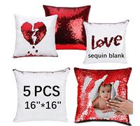 ORJ Sublimation Sequin Pillow Case Blanks 16''x16'' Flip Reversible Mermaid Decorative Personalized Cushion Throw Pillow Covers for Kids