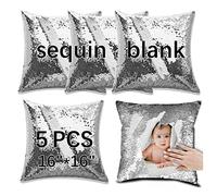 ORJ Sublimation Sequin Pillow Case Blanks 16''x16'' Flip Reversible Mermaid Decorative Personalized Cushion Throw Pillow Covers for Kids