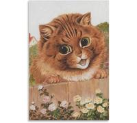 Orjdjz Wxkbl A Happy Face by Louis Wain Poster and Prints Vintage Wall Art Louis Wain Canvas Painting Animal Picture for Bathroom Wall Decor 40x55cmFrameless