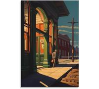 Orjdjz Wxkbl Edward Hopper Poster 《Solitude at The Station》 Canvas Wall Art E-dward Hopper Prints Retro Painting for Office Wall Decor Picture 50x75cm Frameless