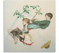 Orjdjz Wxkbl Famous Norman Rockwell Poster《The Swing》Wall Art Norman Rockwell Prints Classic Canvas Painting for Home Art Picture Decor 40x40cmx1 No Frame