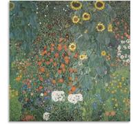 Orjdjz Wxkbl Gustav Klimt Prints《Bauerngarten Mit Sonnenblumen》Wall Art Gustav Klimt Poster Retro Canvas Painting Classic Picture for Room Decor 50x50cm No Frame