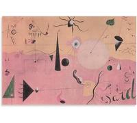 Orjdjz Wxkbl Joan Miro Bird Prints Surrealism Red Wall Art Joan Miro Canvas Poster Abstract Light Pink Painting for Office Wall Picture Decor 40x50cm Frameless