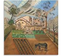 Orjdjz Wxkbl Joan Miro Prints Surrealism Red Wall Art Joan Miro Canvas Poster Abstract Donkey in the farmland Painting for Office Wall Decor 40x40cm Frameless