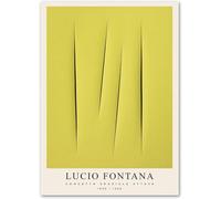 Orjdjz Wxkbl Lucio Fontana Posters Yellow Scratches Shadow Canvas Prints Modern Wall Art Lucio Fontana Painting for Bathroom Wall Decor Picture 40x50cm Unframed