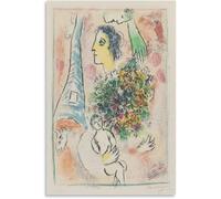 Orjdjz Wxkbl Marc Chagall Canvas Wall Art Marc Chagall《Offrande A La Tour Eiffel》Poster and Prints Marc Chagall Painting for Home Wall Decor 40x65cm Frameless